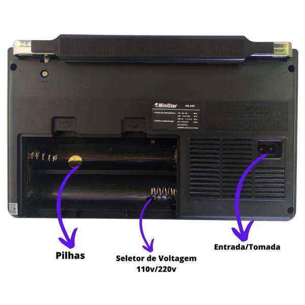 Imagem de Rádio Retro Vintage Am Fm Sw Usb Aux Bluetooth Bateria