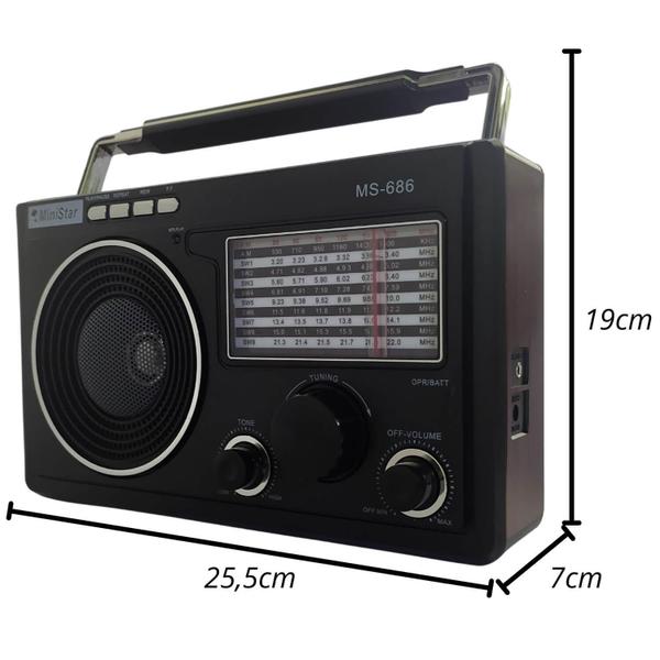 Imagem de Rádio Retro Vintage Am Fm Sw Usb Aux Bluetooth Bateria