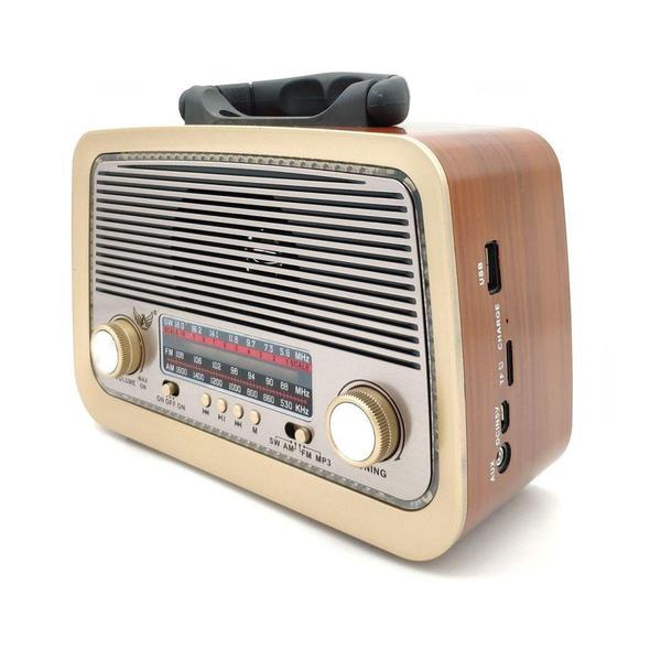 Imagem de Rádio Retro Vintage Am Fm Sw Usb Bluetooth Bateria Recarregavel Aux  Estilo Antigo Madeira - Altomex