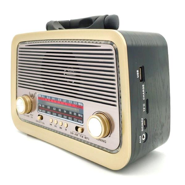 Imagem de Rádio Retro Vintage Am Fm Sw Usb Bluetooth Bateria Recarregavel Madeira Estilo Antigo - Altomex