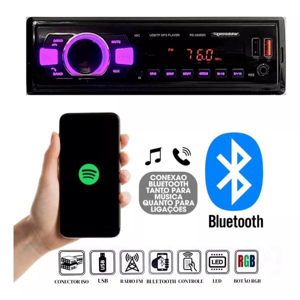 Imagem de Rádio Som Automotivo Bluetooth Usb Sd Fm Mp3 Roadstar RS-2605BR Plus