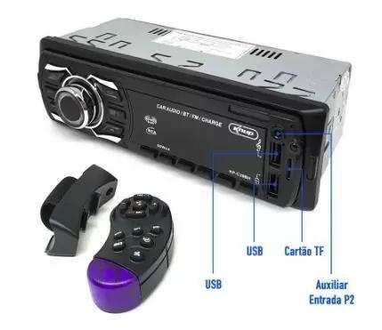 Imagem de Rádio Som Automotivo P2 Mp3 Carro Fm Usb Player Bluetooth