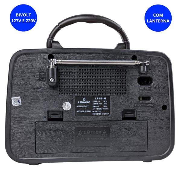 Imagem de Radio Vintage Bluetooth Bivolt Manual Funciona na Tomada com Bateria Recarregavel Para Idosos Ouvirem na AM FM SW