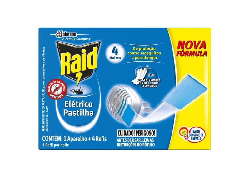 Imagem de Raid Repelente Elétrico Pastilha Aparelho e Refil com 4 unid