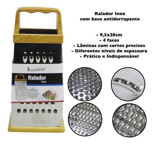 Imagem de Ralador 4 Faces Inox Para Cozinha Base Antiderrapante