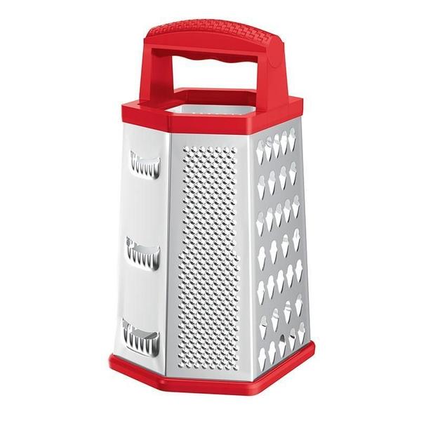 Imagem de Ralador 6 Faces Inox 9'' Euro Vermelho - Euro Home