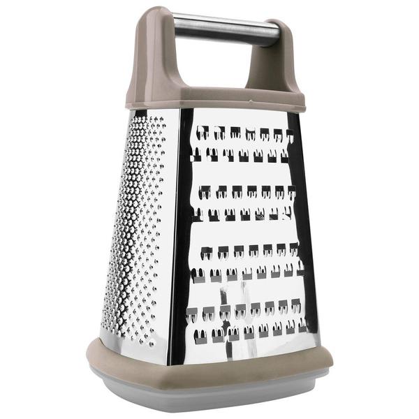 Ralador Aço Inox 4 Faces Com Pote Plástico Embutido Warm Grey Oxford Imagem de Ralador Aço Inox 4 Faces Com Pote Plástico Embutido Warm Grey Oxford