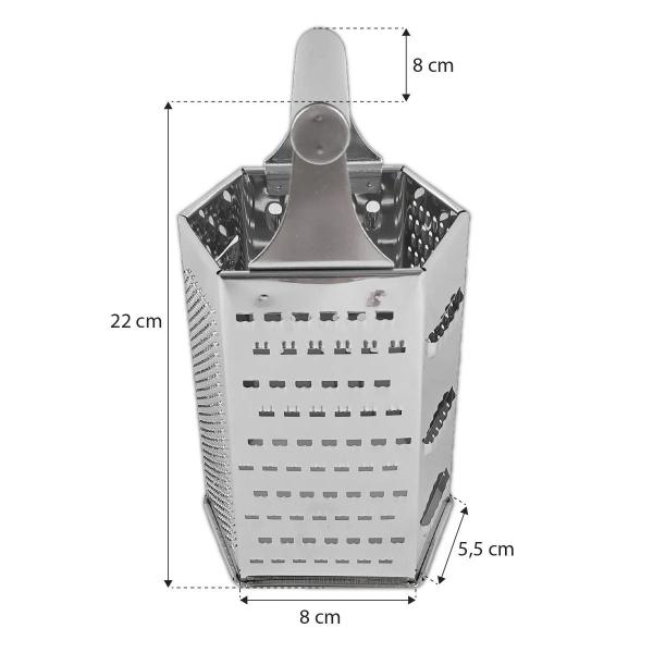 Imagem de Ralador De Legumes 6 Faces Aço Inox Com Alça Auxiliar 20cm