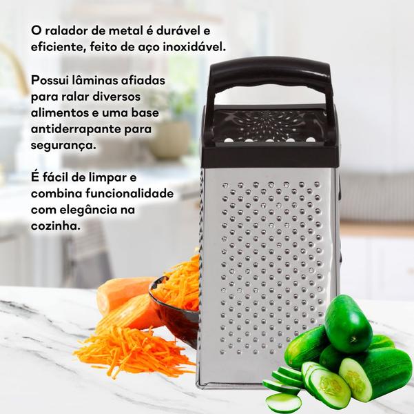 Ralador De Legumes Inox Reforçado 23cm Cabo Plástico Preto - Quality House Imagem de Ralador De Legumes Inox Reforçado 23cm Cabo Plástico Preto