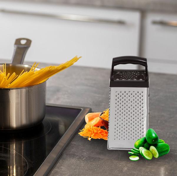 Ralador De Legumes Inox Reforçado 23cm Cabo Plástico Preto - Quality House Imagem de Ralador De Legumes Inox Reforçado 23cm Cabo Plástico Preto