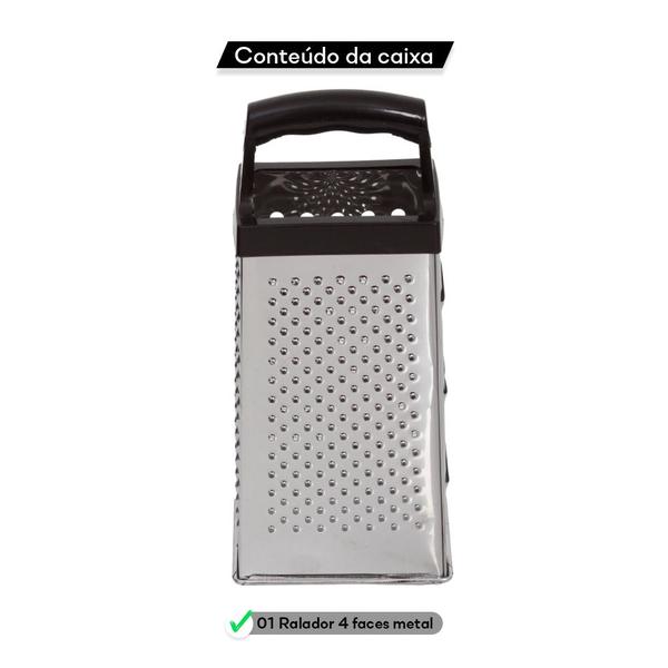 Ralador De Legumes Inox Reforçado 23cm Cabo Plástico Preto - Quality House Imagem de Ralador De Legumes Inox Reforçado 23cm Cabo Plástico Preto