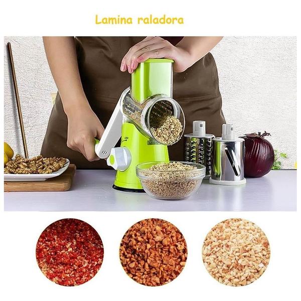 Imagem de Ralador de Legumes Multifuncional Cortador Fatiador 3 Laminas Verdura Legume Manual Queijo Cozinha