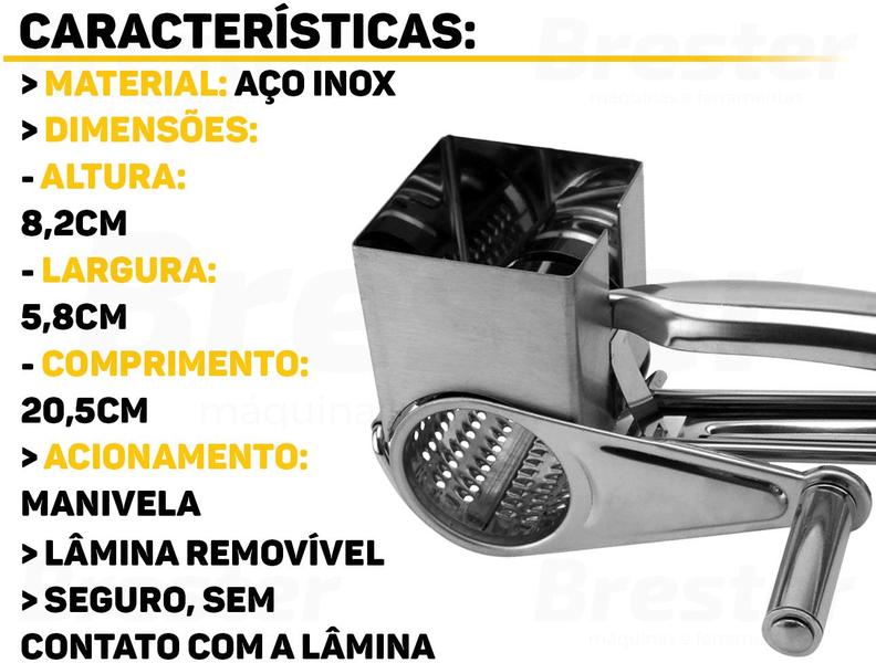 Imagem de Ralador De Queijo Aço Inox Cozinha Manual Chocolate Nozes Clink CK3454