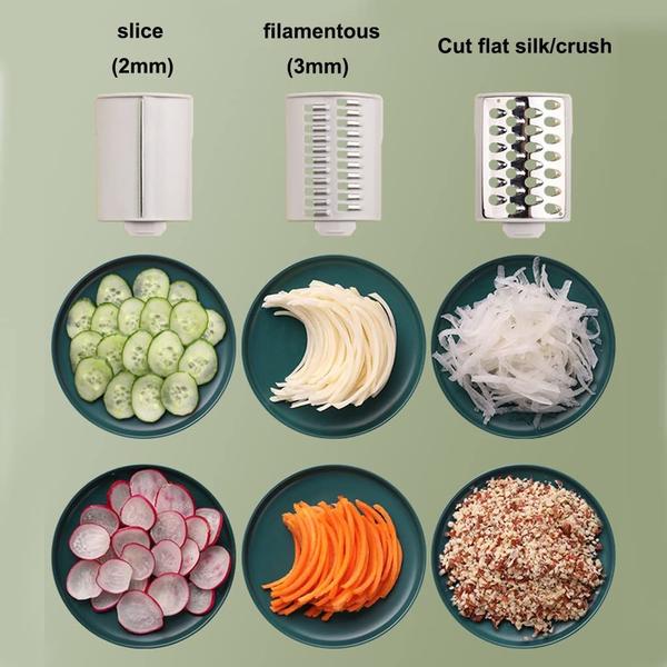 Imagem de Ralador de Queijo Fatiador Legume Cortador Vegetal Manual 3 em 1 Multiuso Cozinha Giratório Manivela