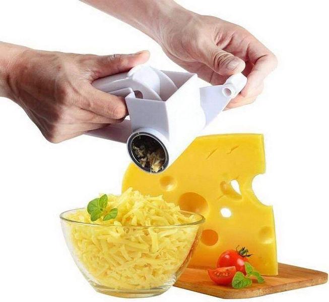 Imagem de Ralador De Queijo Manivela Inox E Plástico Cabo Ergonômico Multiuso Acessório Cozinha Casa 