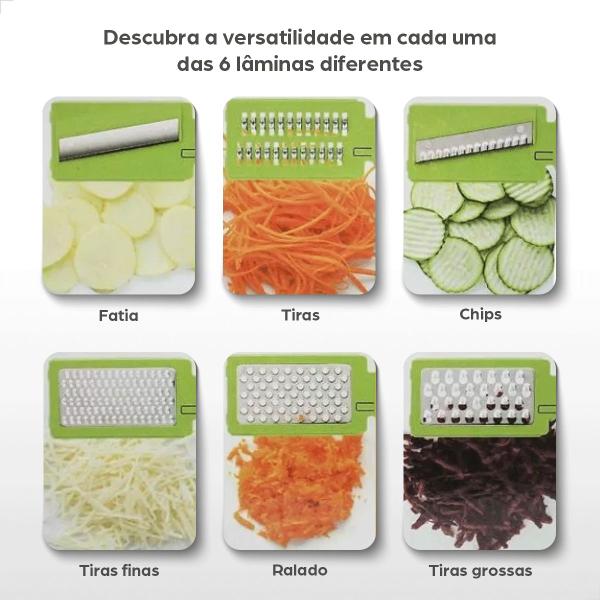 Imagem de Ralador de Vegetais Multifuncional 6 em 1 Plástico e Aço Inox Para Alimentos Verde ZOLELE B837-B