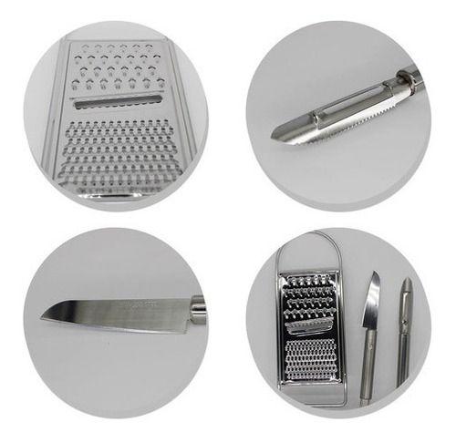 Ralador Faca E Descascador Em Aço Inox Jogo Cozinha - 123útil Imagem de Ralador Faca E Descascador Em Aço Inox Jogo Cozinha