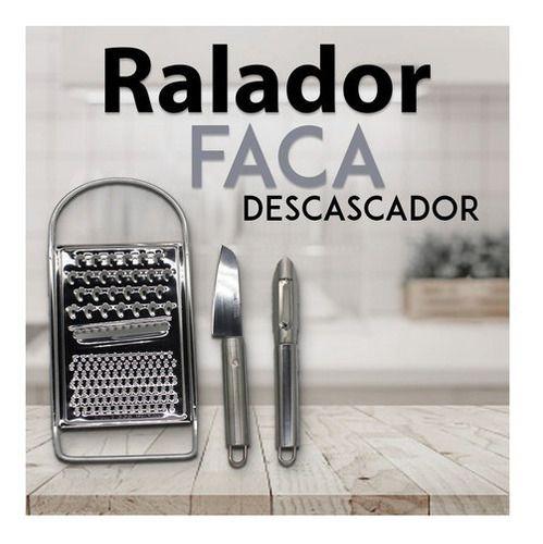 Ralador Faca E Descascador Em Aço Inox Jogo Cozinha - 123útil Imagem de Ralador Faca E Descascador Em Aço Inox Jogo Cozinha