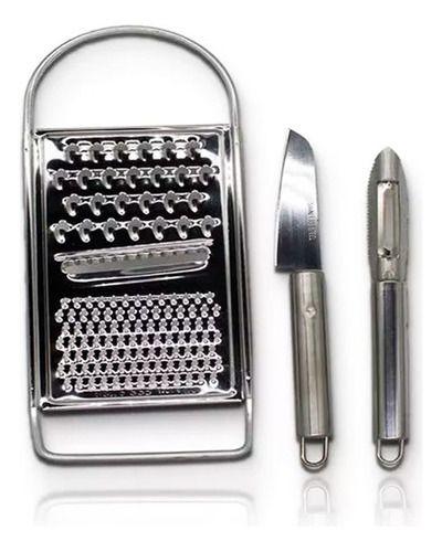 Ralador Faca E Descascador Em Aço Inox Jogo Cozinha - 123útil Imagem de Ralador Faca E Descascador Em Aço Inox Jogo Cozinha