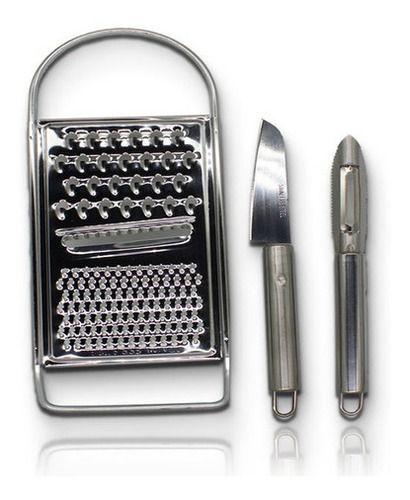 Ralador Faca E Descascador Em Aço Inox Jogo Cozinha - 123útil Imagem de Ralador Faca E Descascador Em Aço Inox Jogo Cozinha