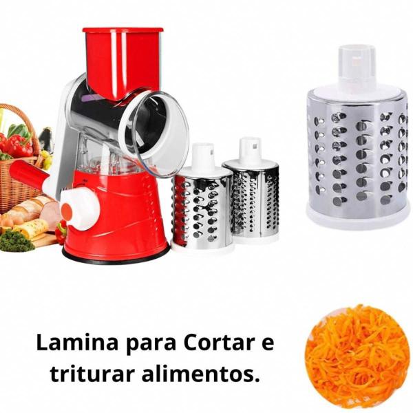 Imagem de Ralador Fatiador Cortador Manual Multiuso 3 Laminas Para Queijo Frios Verduras Legumes Alimentos Temperos Para Cozinha