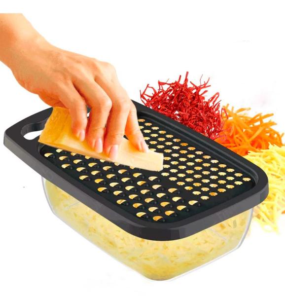 Imagem de Ralador Manual de Alimentos Cenoura Legumes Queijo com Pote Recipiente de Plástico Cozinha Nitron