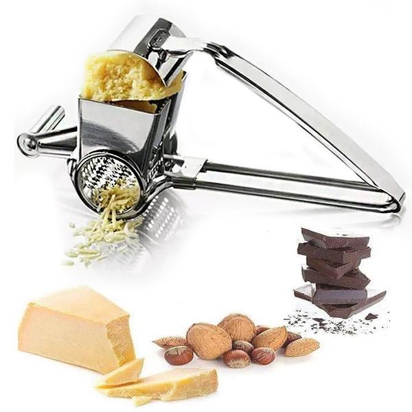 Imagem de Ralador Queijo Chocolate Verduras Cenoura Giratório Manual Lâminas Multiprocessador Inox