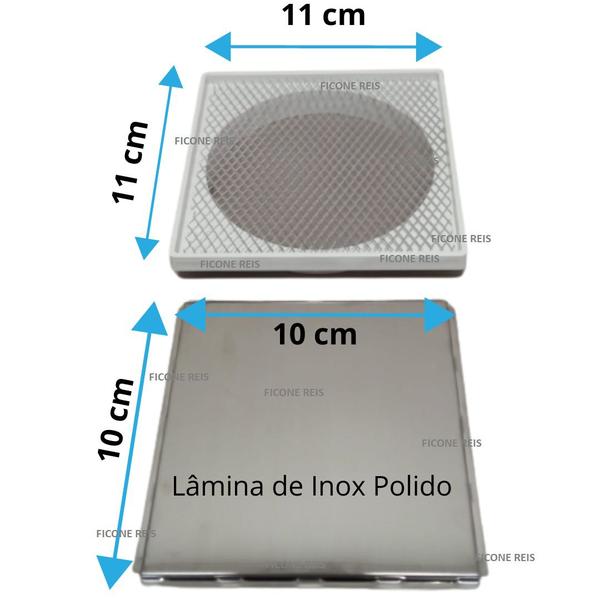 Imagem de Ralo 10x10 Banheiro Inox Polido Oculto E Caixa Sifonada 100 - Ficone Reis