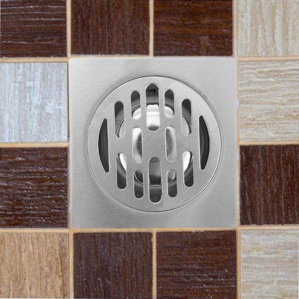 Imagem de Ralo 10x10  Inox Anti Odor Anti Inseto Banheiro Lavabo Rapido Escoamento Resistente Seguro Garagem Lavanderia Quintal Varanda