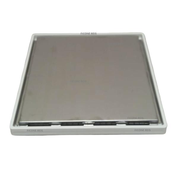 Ralo 10x10 Inox Polido Oculto com Tela Anti Insetos e Suporte Banheiro - Ficone Decor - Ficone Reis Imagem de Ralo 10x10 Inox Polido Oculto com Tela Anti Insetos e Suporte Banheiro - Ficone Decor