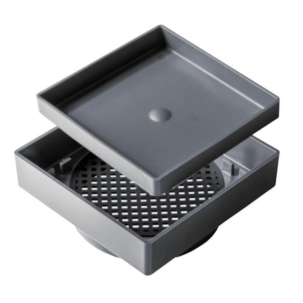 Ralo 10x10 Oculto Seca Piso porcelanato Inteligente Cinza - EST acess e conexões Imagem de Ralo 10x10 Oculto Seca Piso porcelanato Inteligente Cinza