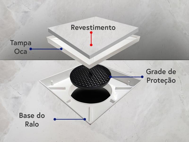 Imagem de Ralo 10x10 Oculto Seca Piso/porcelanato Inteligente Cinza