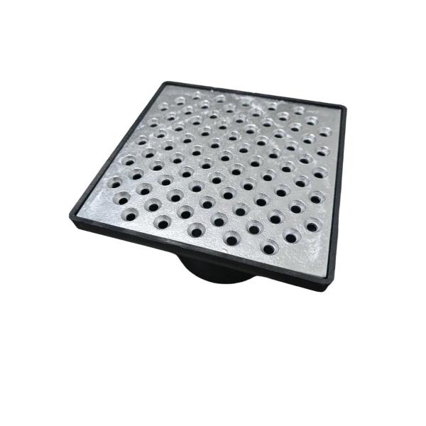 Ralo 15x15 Alumínio Perfurado Anti Inseto Cocho Saída Baixa - Ficone & Reis Imagem de Ralo 15x15 Alumínio Perfurado Anti Inseto Cocho Saída Baixa