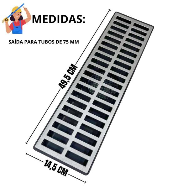 Imagem de Ralo 15x50 Coletor Saída 75mm - Escoamento de Chuva