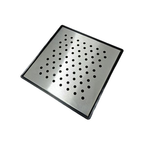 Imagem de Ralo 20x20 Inox 304 Perfurado Anti Escorpião Saída Baixa Tubo de 100mm