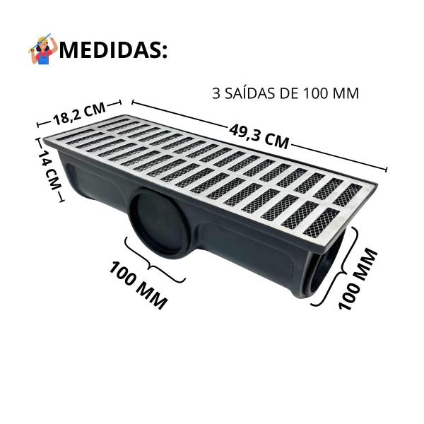 Imagem de Ralo 20x50 Alumínio com Tela e Coletor 3 Saídas 100mm