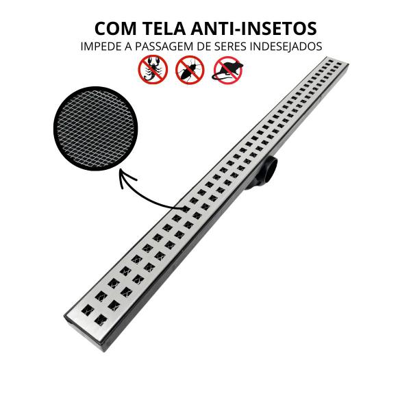 Imagem de Ralo 5x70 Inox Quadros com Tela e Cocho Preto