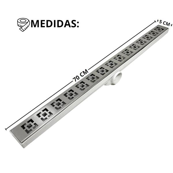 Ralo 70cm Inox modelo Dubai com Tela e coletor Branco - Ficone & Reis Imagem de Ralo 70cm Inox modelo Dubai com Tela e coletor Branco