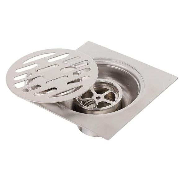 Imagem de Ralo Aço Inox 10x10 Banheiro Lavabo Kit 4 unidades Resistente Grande Escoamento Higienico