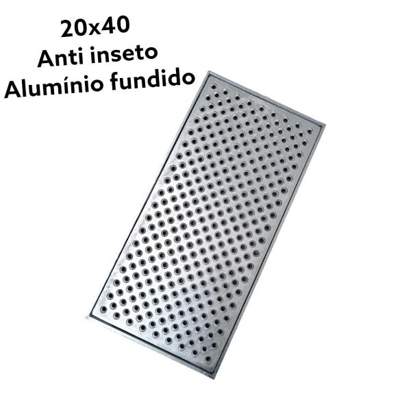 Imagem de Ralo Anti Escorpião Aluminio Fundido 20cm X 40cm Com Aro