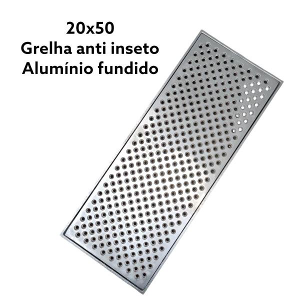 Imagem de Ralo Anti Escorpião Aluminio Fundido 20cm X 50cm Com Aro