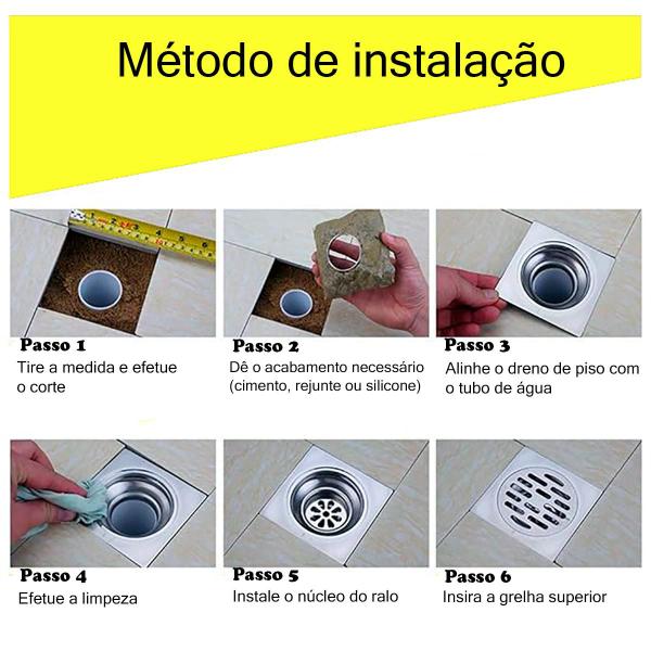 Imagem de Ralo Anti-odor Insetos Quadrado 15 cm Mal Cheiro Aço Inox