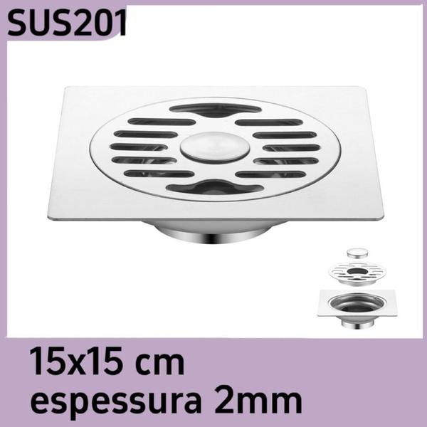 Ralo Anti-odor Insetos Quadrado 15 cm Mal Cheiro Aço Inox - JOIMPORTS Imagem de Ralo Anti-odor Insetos Quadrado 15 cm Mal Cheiro Aço Inox