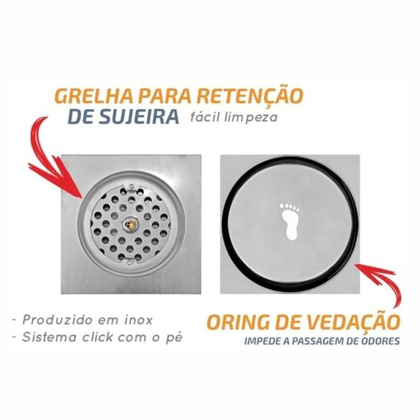 Imagem de Ralo Automático Square 15 x 15 Rainha Metais