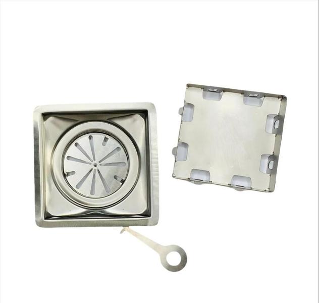 Ralo Banheiro 15X15 Cm - Inox 304 - M1nox Imagem de Ralo Banheiro 15X15 Cm - Inox 304