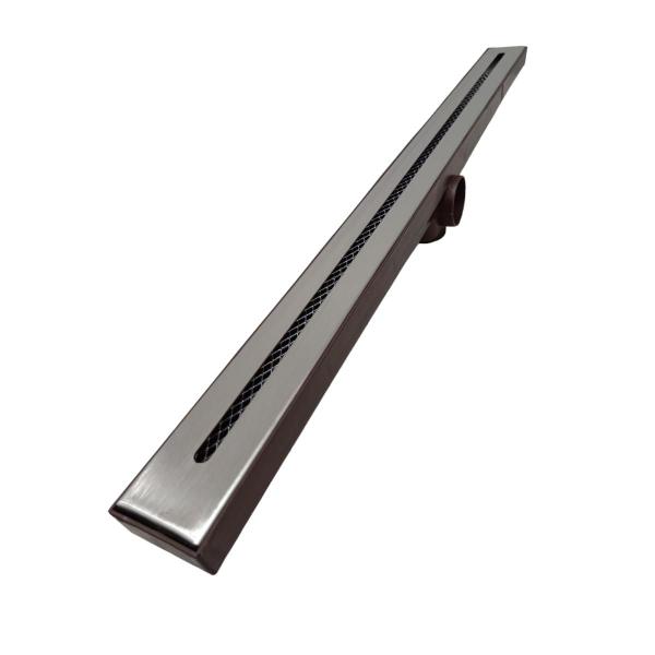 Imagem de Ralo Banheiro Linear 5x70 Inox 304 Coletor Marrom E Tela Cl