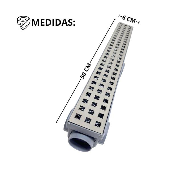 Imagem de Ralo Borda Piscina 6cm x 50cm Quadriculado Inox 304 Col Cinza