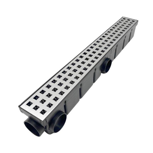 Ralo Borda Piscina 6cm x 50cm Quadriculado Inox 304 Col Preto - Ficone & Reis Imagem de Ralo Borda Piscina 6cm x 50cm Quadriculado Inox 304 Col Preto