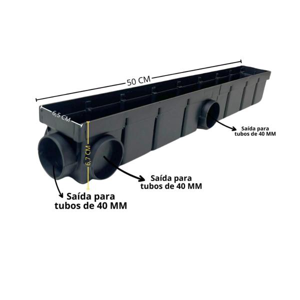 Ralo Borda Piscina 6cm x 50cm Quadriculado Inox 304 Col Preto - Ficone & Reis Imagem de Ralo Borda Piscina 6cm x 50cm Quadriculado Inox 304 Col Preto