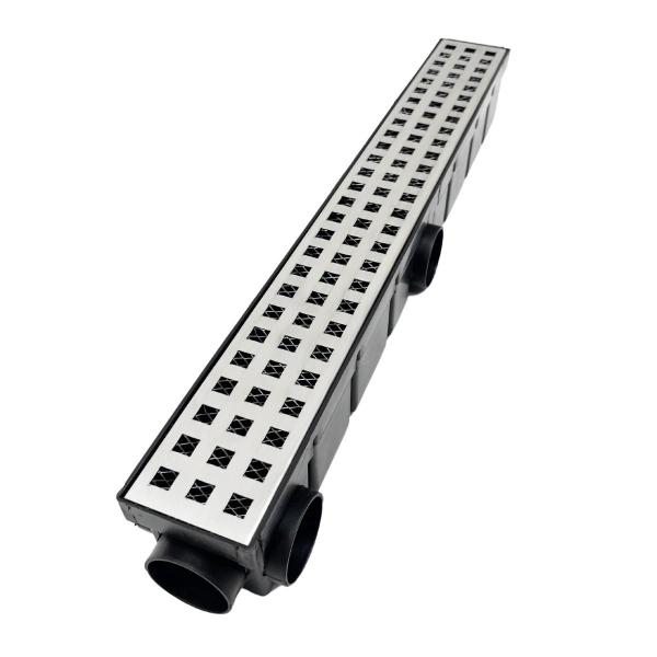 Ralo Borda Piscina 6cm x 50cm Quadriculado Inox 304 Col Preto - Ficone & Reis Imagem de Ralo Borda Piscina 6cm x 50cm Quadriculado Inox 304 Col Preto